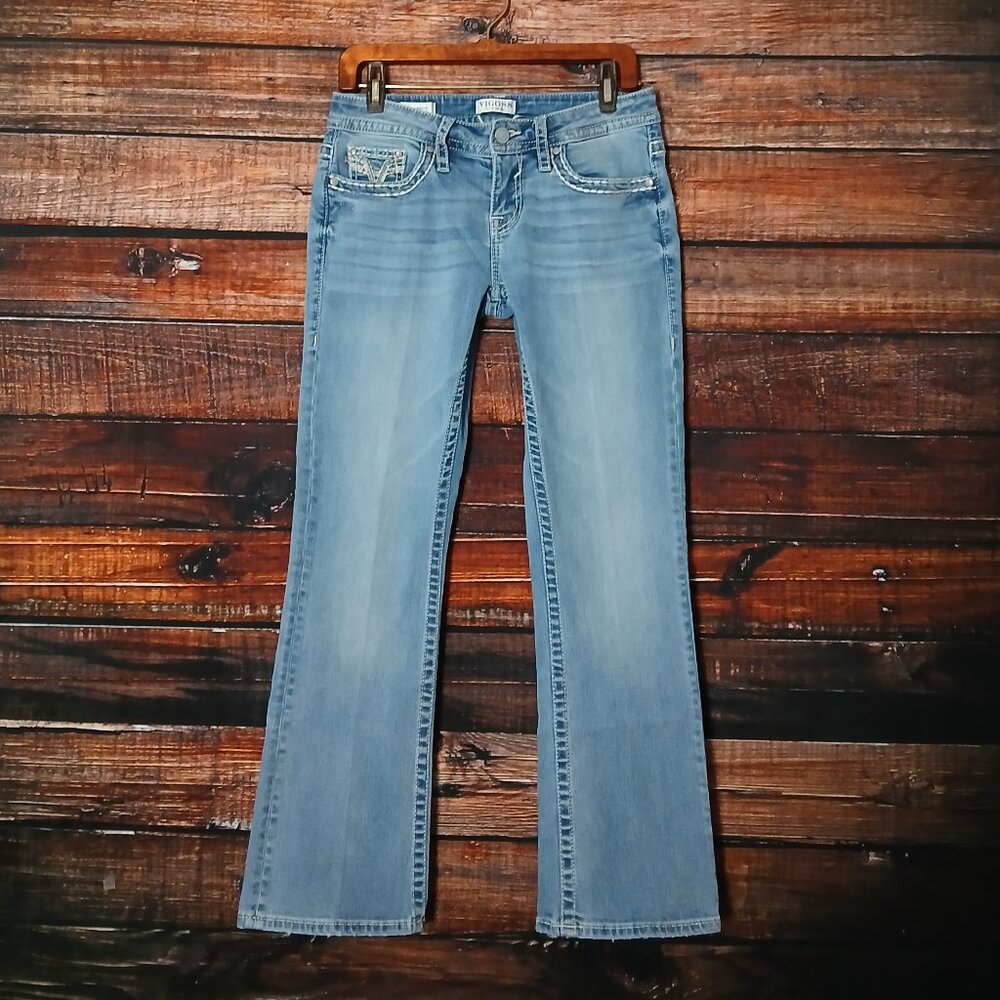 Vigoss Jeans 8 Slim Boot Cut Low Rise Light Wash Denim Stretch - Picture 2 of 10